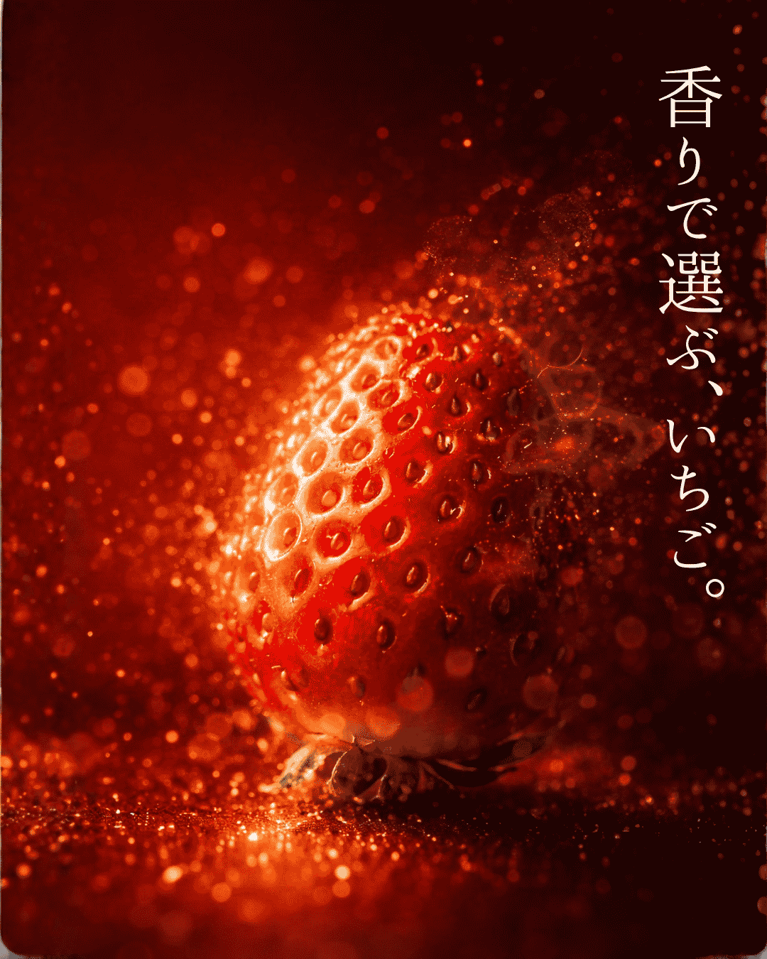 生成AIで制作した、光る苺を用いた広告画像の例